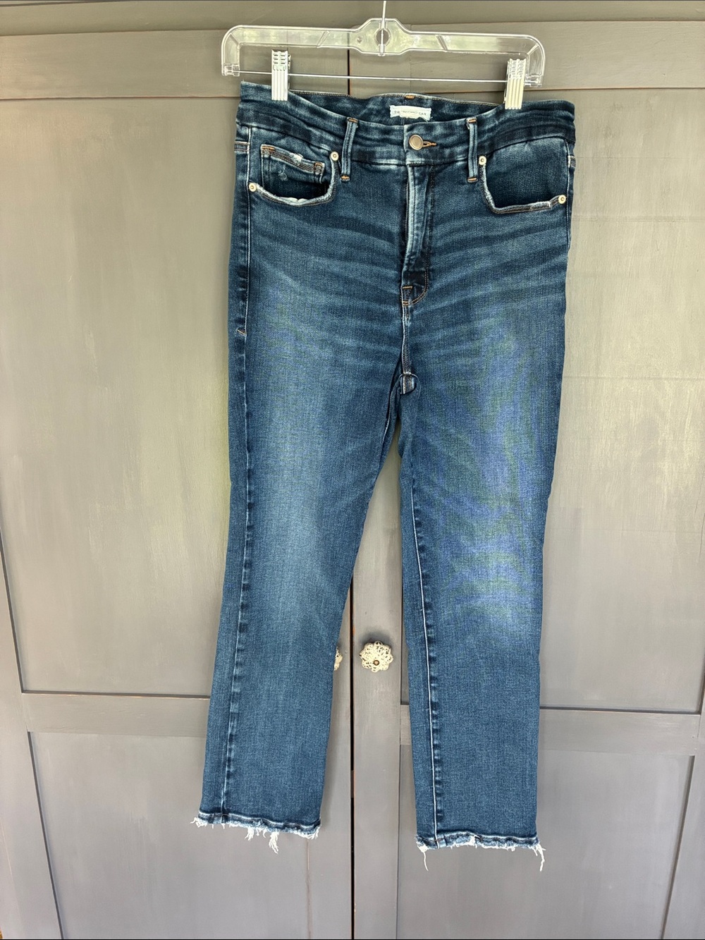 Good American  Straight Leg Jeans with Raw Hem